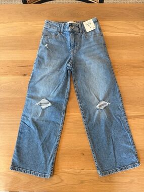 abercrombie kids light blue high-rise wide leg jeans